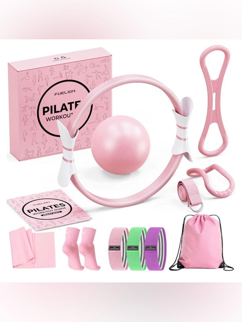 Pilates Ring Set for Women, Home Workout , PINK, NEW